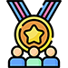 people with a giant medal