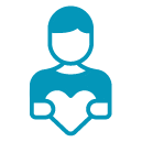 person holding heart donation icon